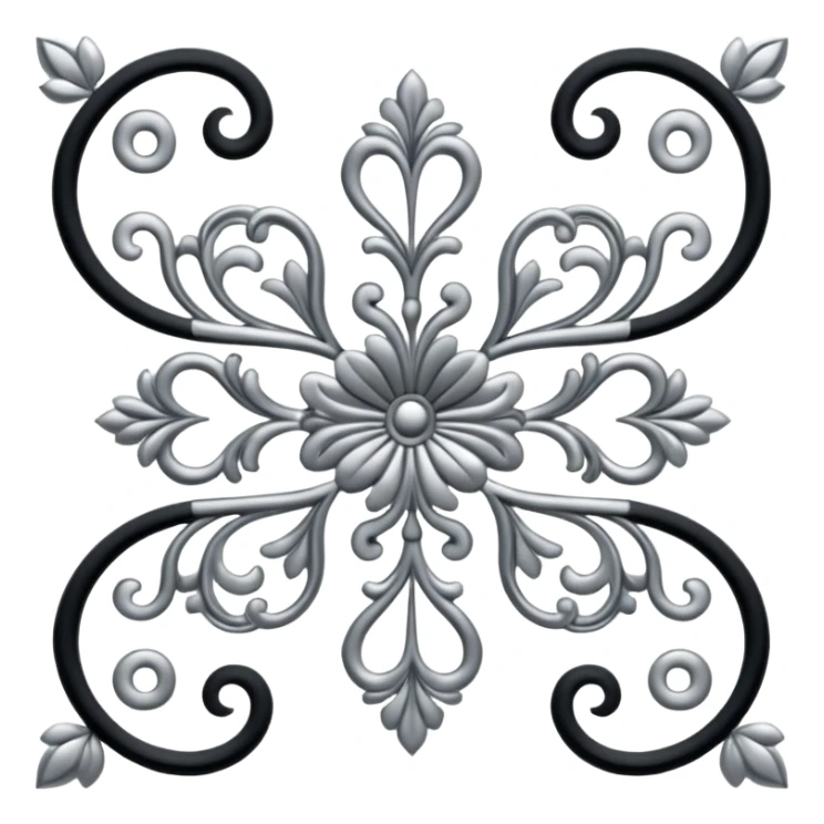 Black and silver filigree page divider, 3D, extremely detailed design sticker