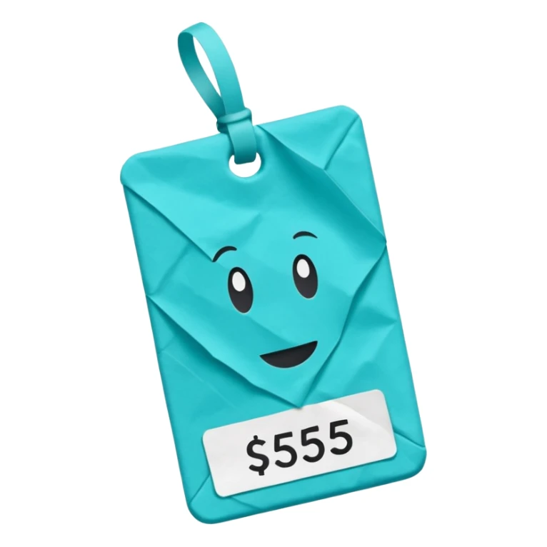 price tag emoji with turquoise color and text $5 sticker