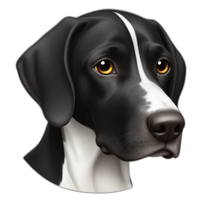 black & white german shorthair pointer, full black head with white hair on the snout sticker