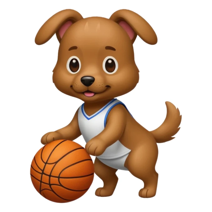 Make a emoji of a dog playing basketball sticker