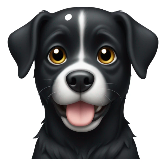 black dog with white spots. on the chest sticker