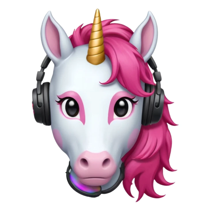 headphone wearing unicorn with red hair sticker