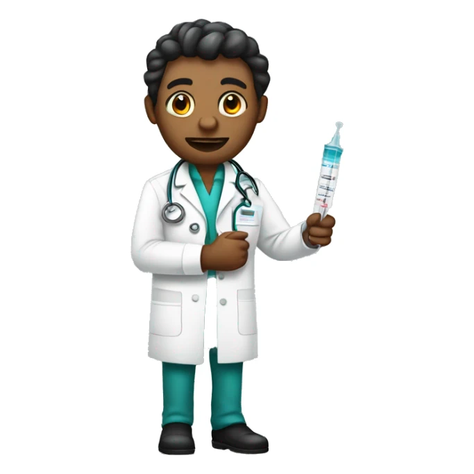 doctor with syringe sticker