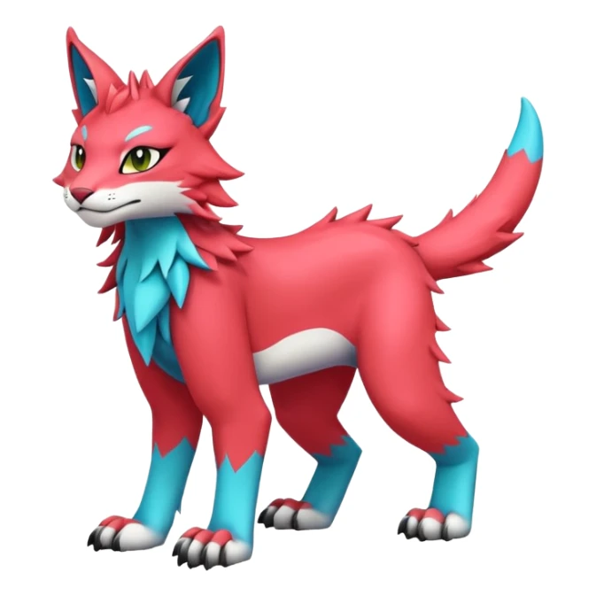 Colorful randomly-colored brightly-colored tropical kawaii edgy cute Lynx-Sergal-Vernid-Fakémon-Pokémon-creature (full body) sticker