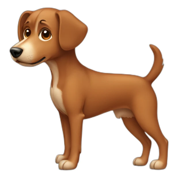 brown dog with body sticker