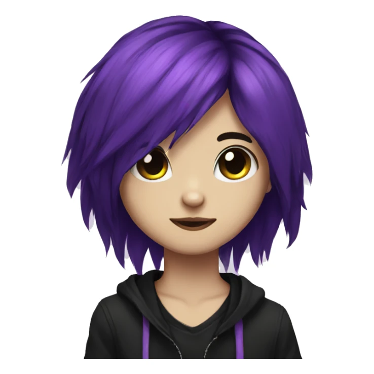 emo cat black purple long hair sticker