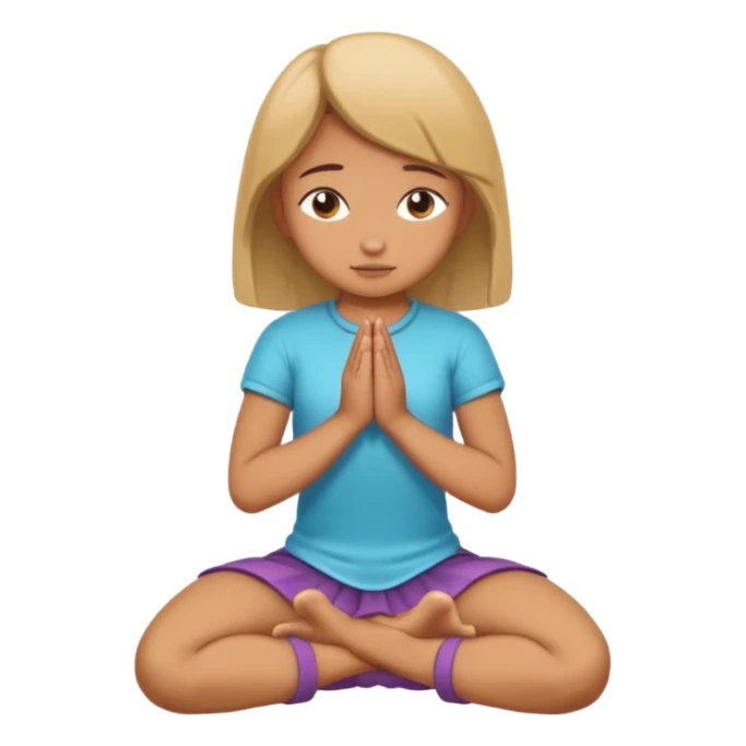 Girl bowing on knees with hands praying sticker