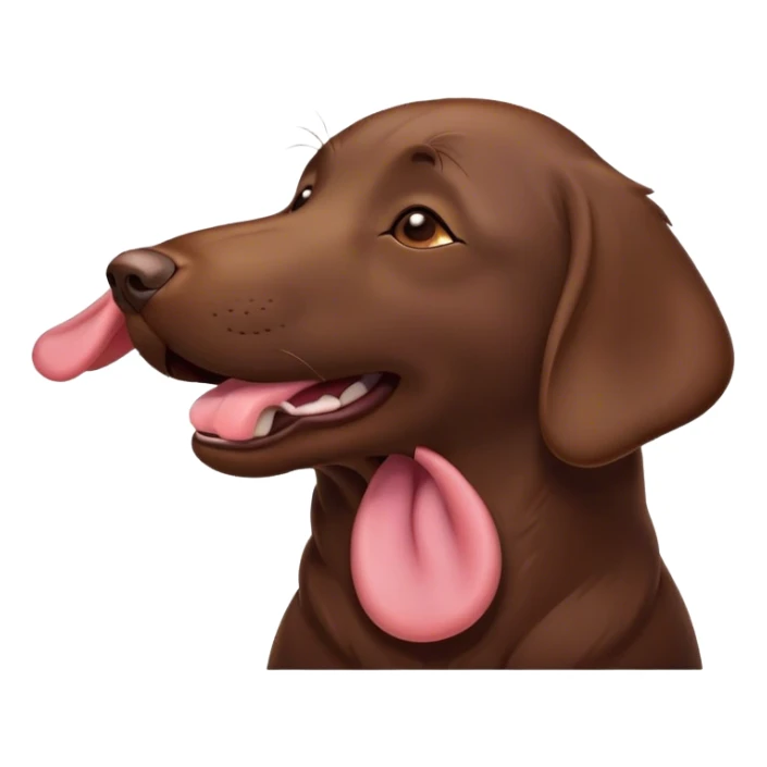 Cinematic Cute Yawning Chocolate Labrador Portrait Emoji, Head tilted slightly with a dramatic, wide-open yawn, showcasing a smooth chocolate Fur with a velvety texture, floppy ears slightly drooping, round brown eyes barely open in drowsy contentment, Simplified yet irresistibly adorable features, highly detailed, glowing with a soft, cozy glow, high shine, relaxed yet expressive, stylized with a touch of whimsy, bright and endearing, soft glowing outline, capturing the essence of a sleepy yet affectionate companion, so drowsy it feels like it could stretch out of the screen and curl up for a nap! sticker