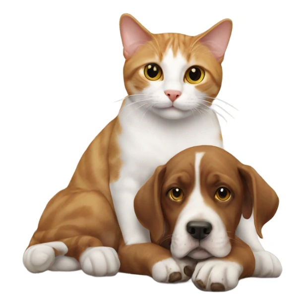 Cat on top of a dog sticker