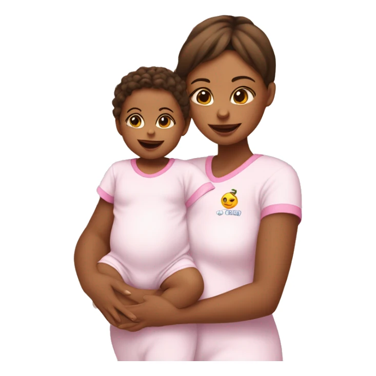 Baby girl and mum wearing matching onesies sticker