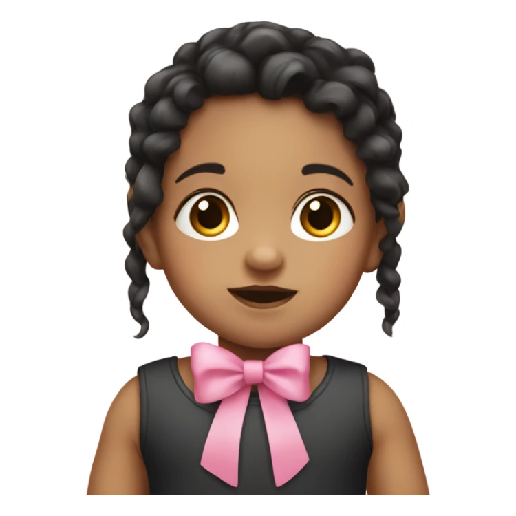 Toddler with dark hair and light skin and a pink bow sticker