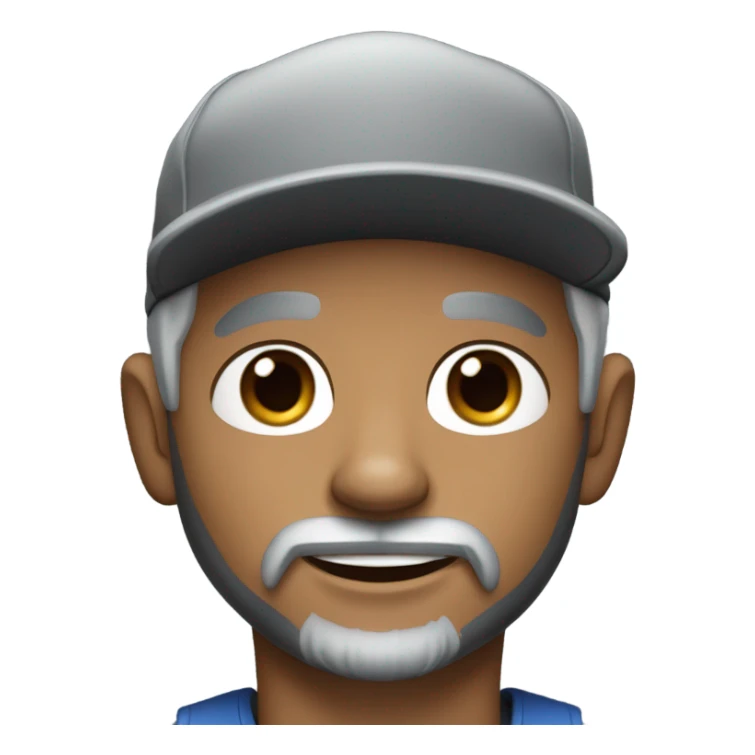 Handsome man, with ‘blue’ eyes, grey hair, and grey goatee beard, wearing ball cap and holding a long haired black chihuahua sticker