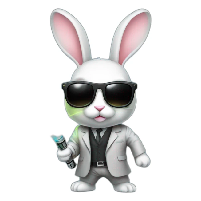 Rabbit with suit and sunglasses and  lightsaber light on completely sticker