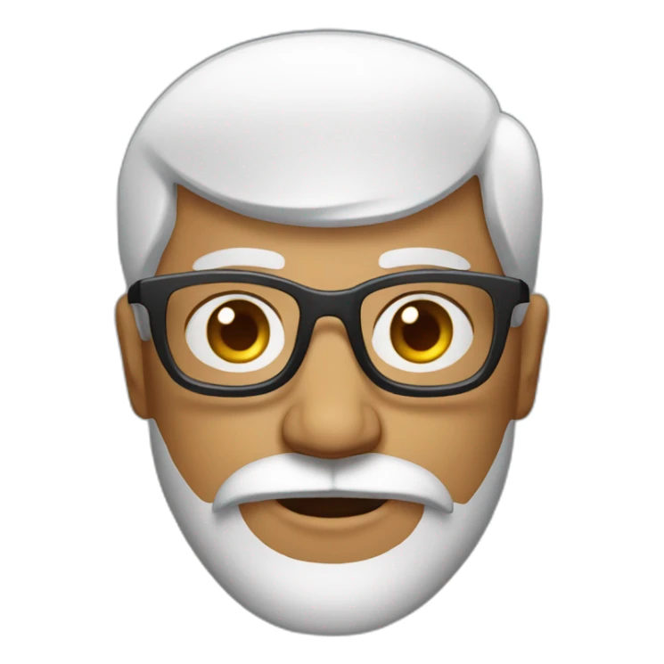 Shiny Bald Indian man with big grey beard, no mustache and glasses sticker