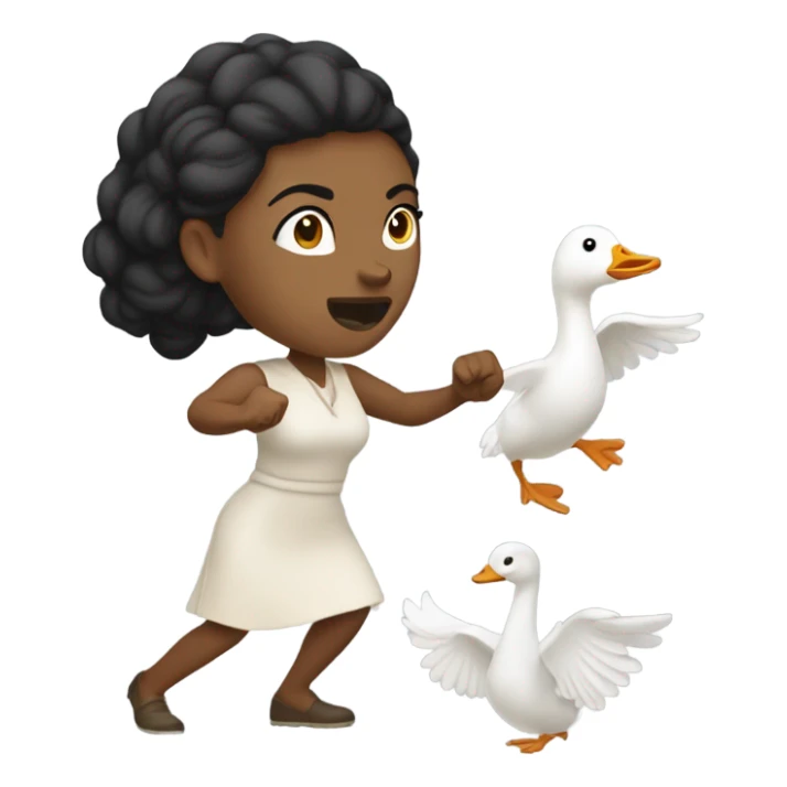 Light-skinned Black woman punching a goose sticker