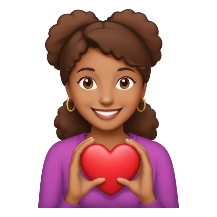 Brownskin woman emoji holding heart sticker