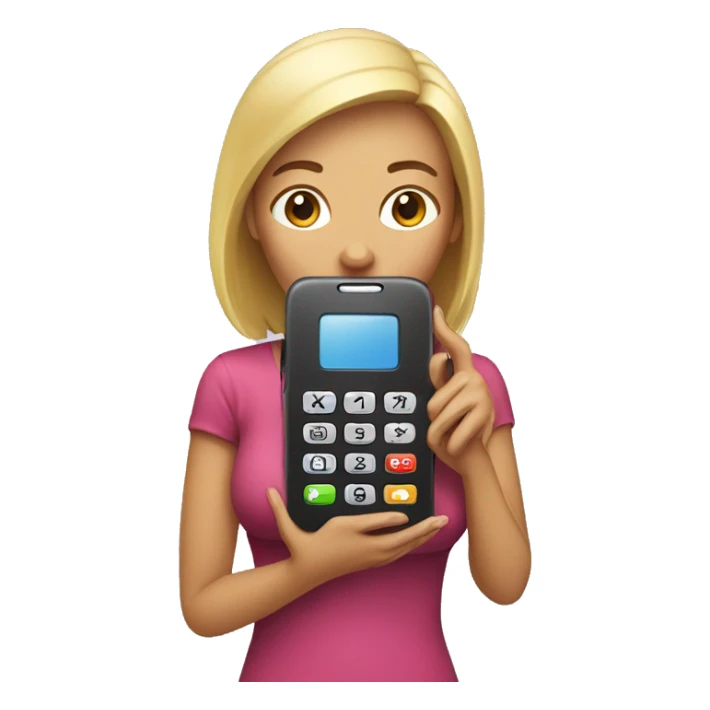 woman showing big phone sticker