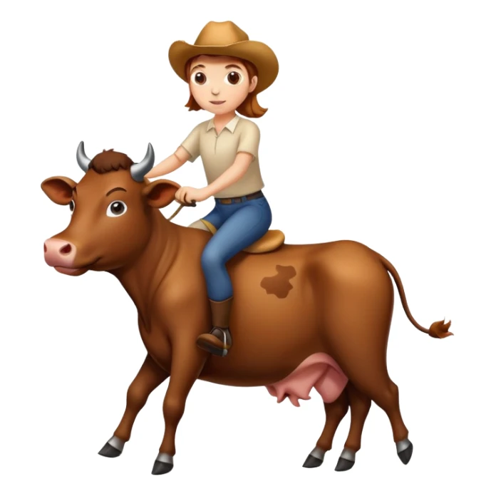 Person riding a cow  sticker