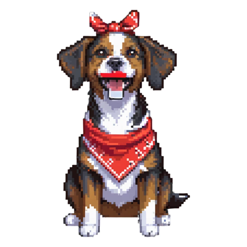 playful dog with a red bandana sticker