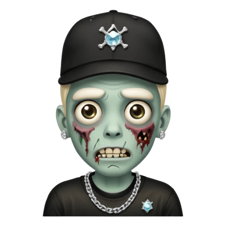 Zombie con gorra de los Dodgers negra y cadena diamantada  sticker