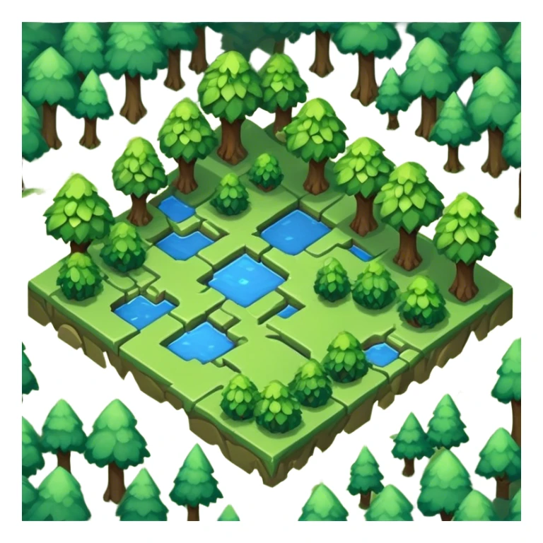 StarCraft-inspired, isometric RTS rugged terrain tile green forest sticker
