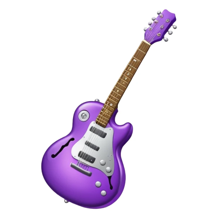 a purple Christmas ornament with a guitar sticker
