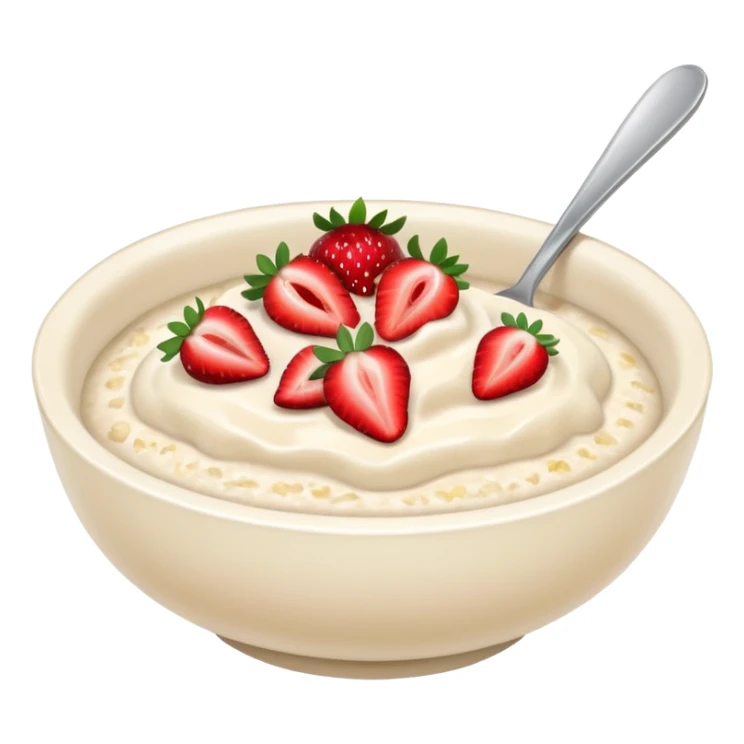 a bowl of porridge with strawberries sticker