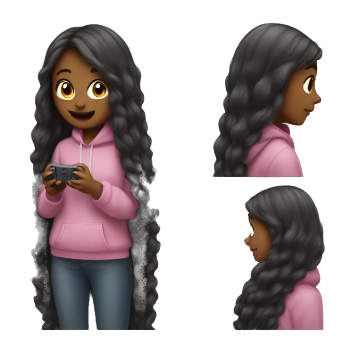 Long hair girl playing switch games cozy  sticker