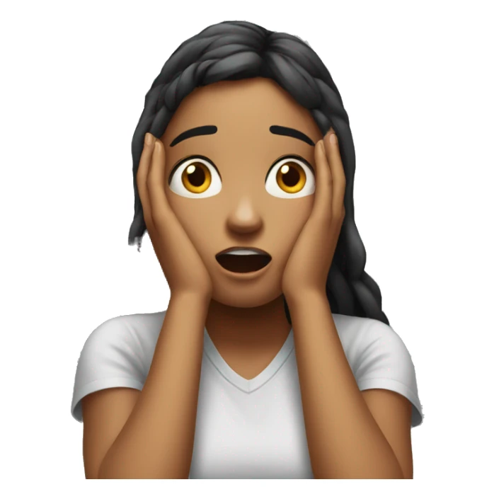 Girl holding her head with her hands shocked realistic  sticker