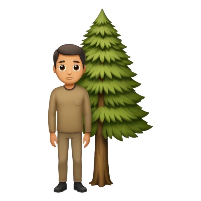 A large german man hiding behind a skinny tree sticker
