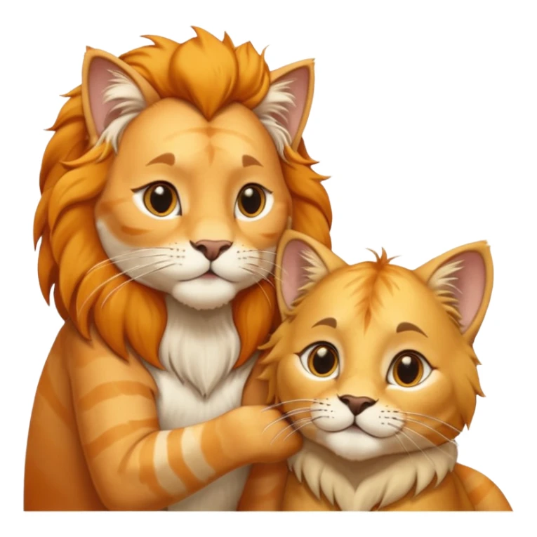 Animal Gato acariciando las orejas de un leon sticker