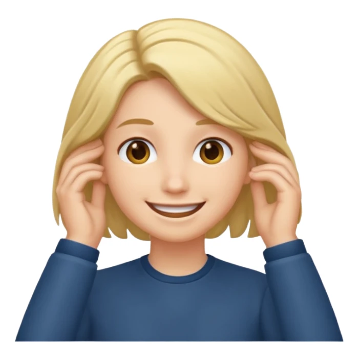 Tuck hair behind ear smile emoji sticker