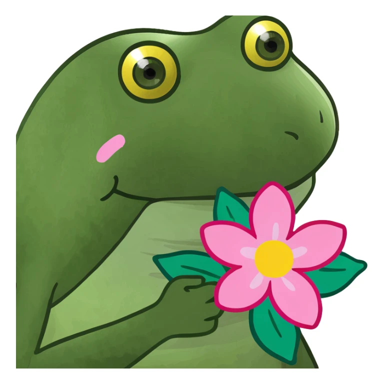 pink flower chalk with round leaves, yellow middle sticker