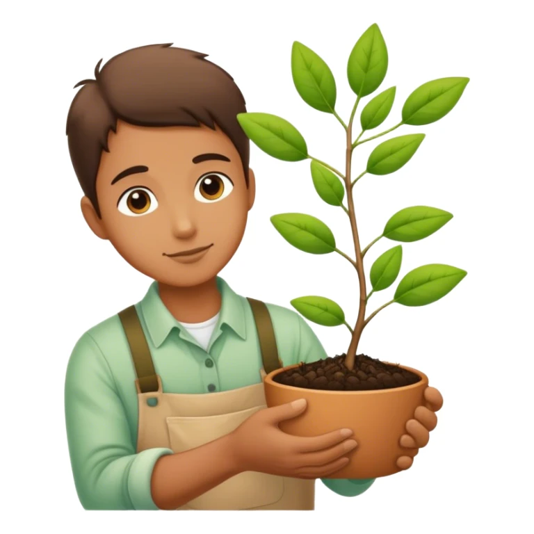 A gardener gently supporting a young seedling that’s branching out like a network sticker