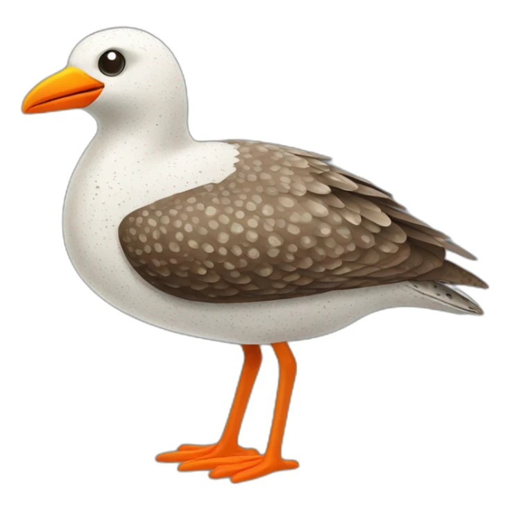 brown and white speckled sea bird with orange beak and legs sticker