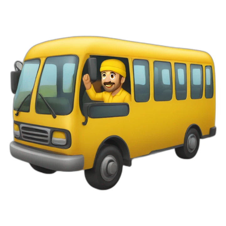 Armenian men in yellow clothing in the bus sticker