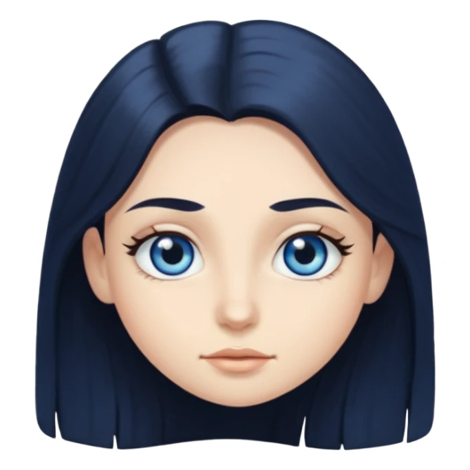 long dark hair with big blue eyes and long dark eyelashes round face sticker