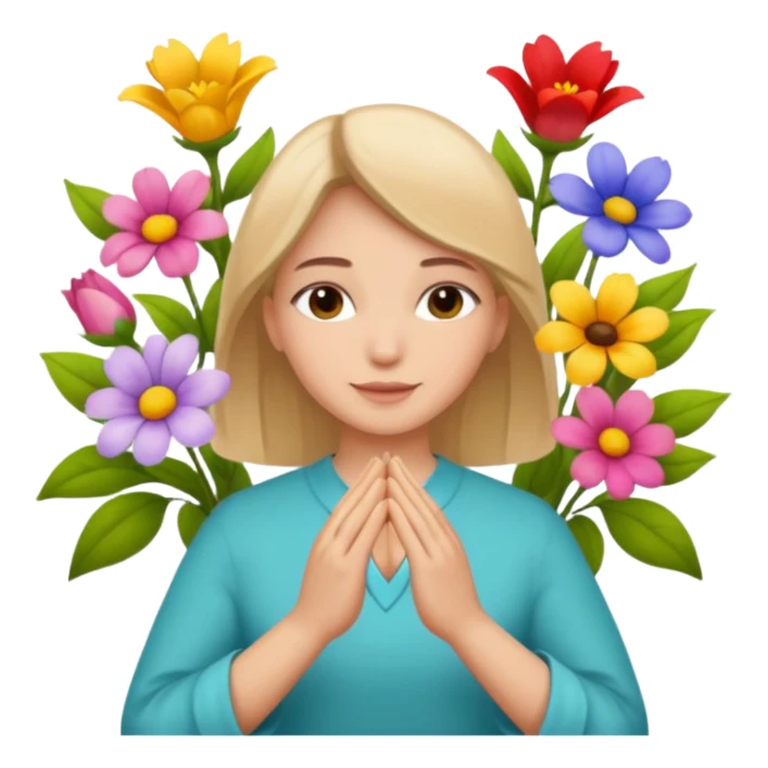 Flowers and prayer hands hoping you’ll feel better sticker