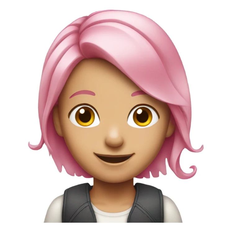 Girl with pink hair happy sticker