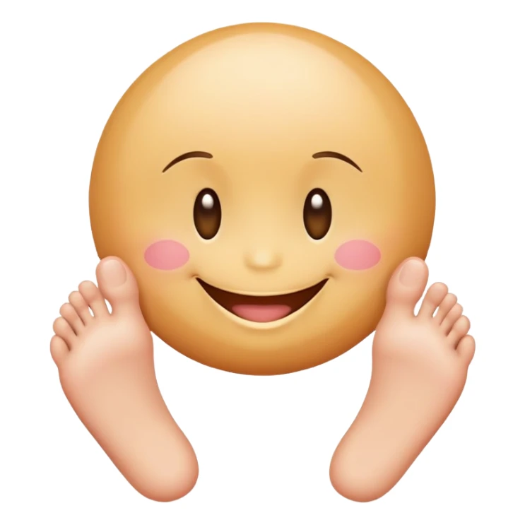 Smiley face with blush and cute lashes with feet in the air  sticker