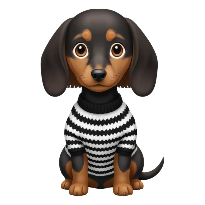 Bassotto ) in bianco e nero con vestitino in maglia sticker