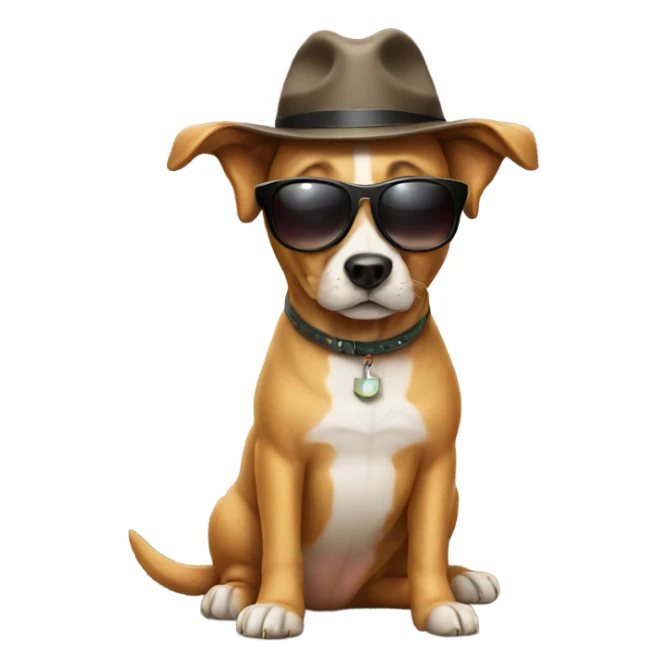 Dog with hat and sunglasses  sticker
