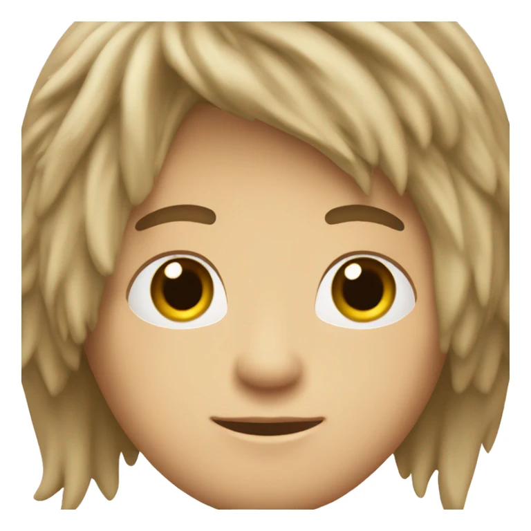 middle length to long fluffy straight dark blonde haired male with white olive skin and brown eyes  sticker