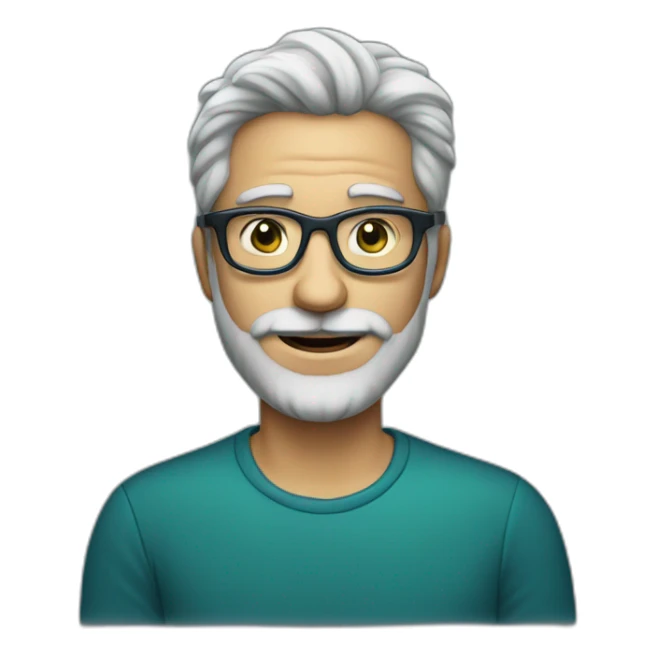 Funny man with grey beard and blue glasses, dark green eyes 35 years old sticker