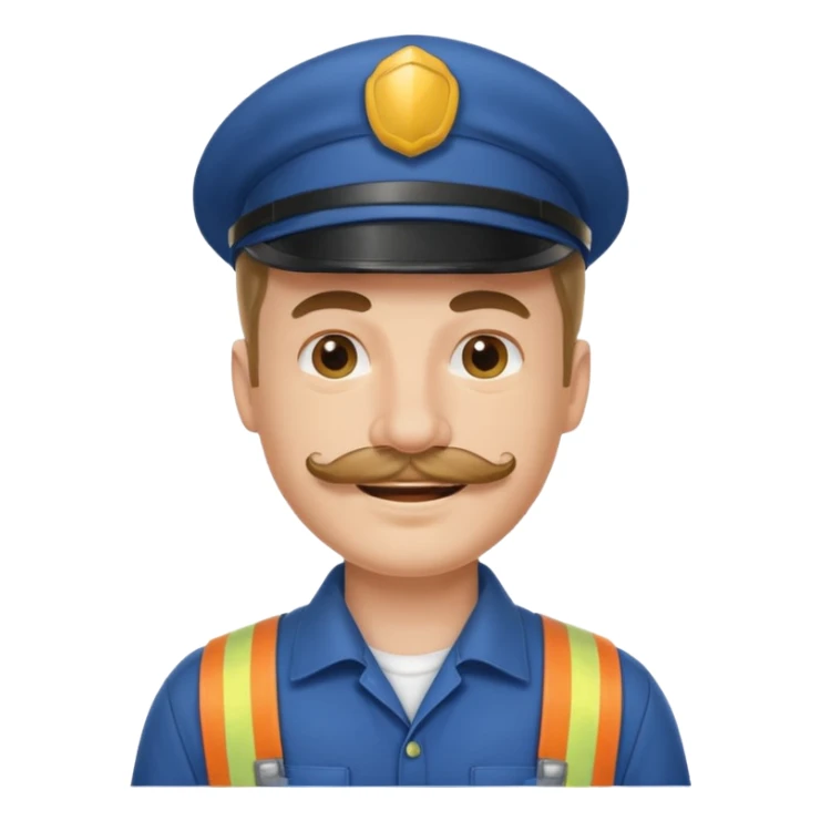 white men with mustache wear worker's uniform sticker