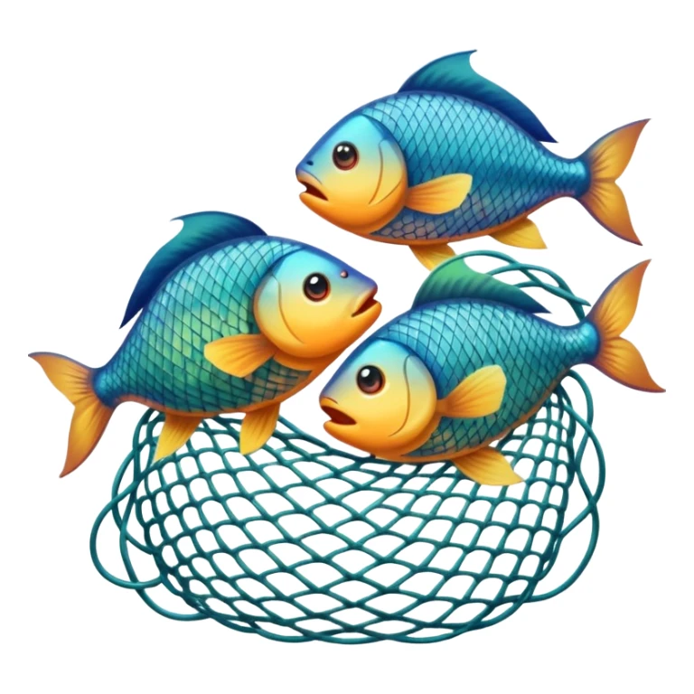 fishes in the fishing net sticker