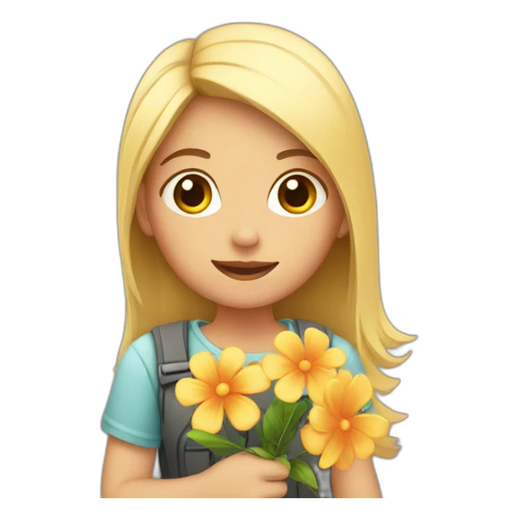 Girl holding a flower sticker