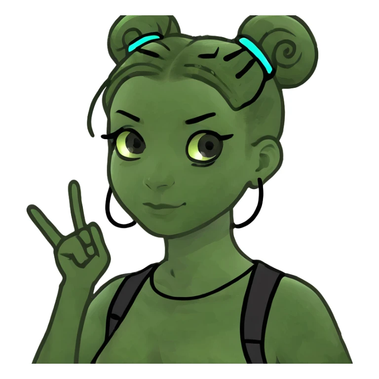 Gender: Female Hair: Space buns with SQL query hairpins Face: Dark circles from 72hr data validation Clothes: Stretchy pants with "Go-Live Survivor" slogan Action: Dragging legacy data into cloud migration funnel sticker