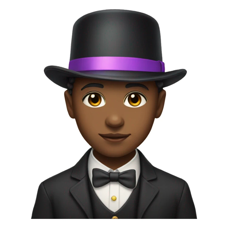 Nonbinary kid with light brown skin brown eyes and rainbow hair wearing a top hat  sticker