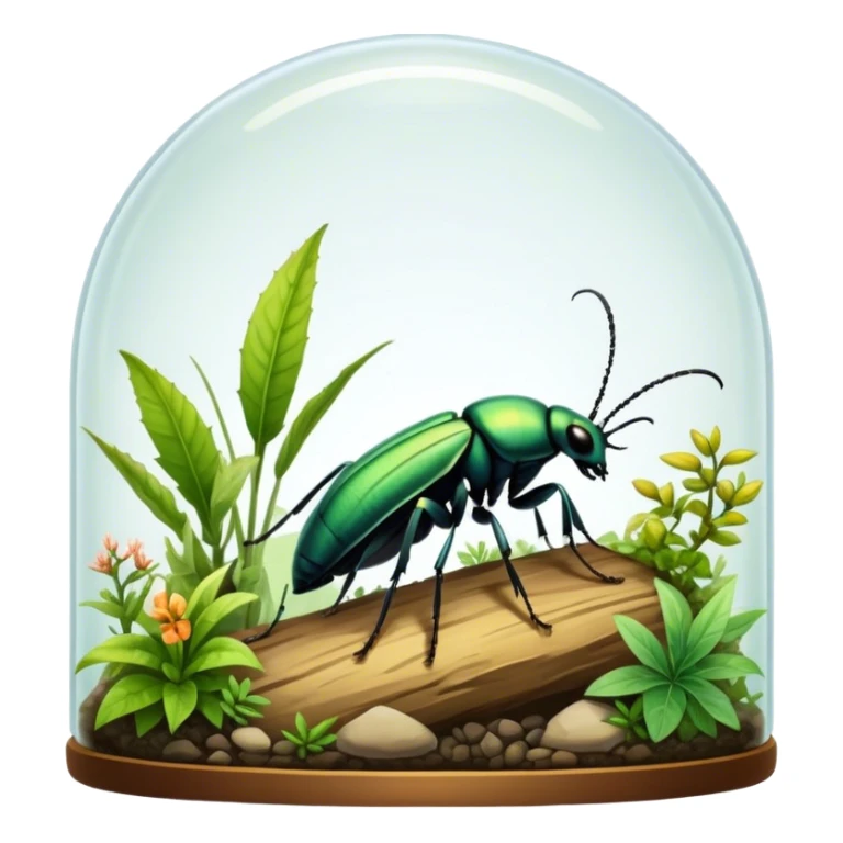Close-up of home insects showcasing beetles, praying mantises and other exotic species in vivid detail, with natural textures of the terrarium. Soft lighting highlights their features. Transparent background. sticker